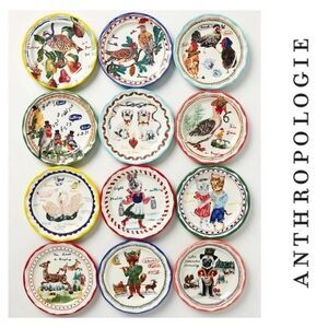 Anthropologie Nathalie Lete Tweleve Days of Christmas Desert Plates 12